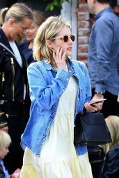 Emma Roberts in Sundress With a Denim Jacket - Out in Beverly Hills 03/17/2018