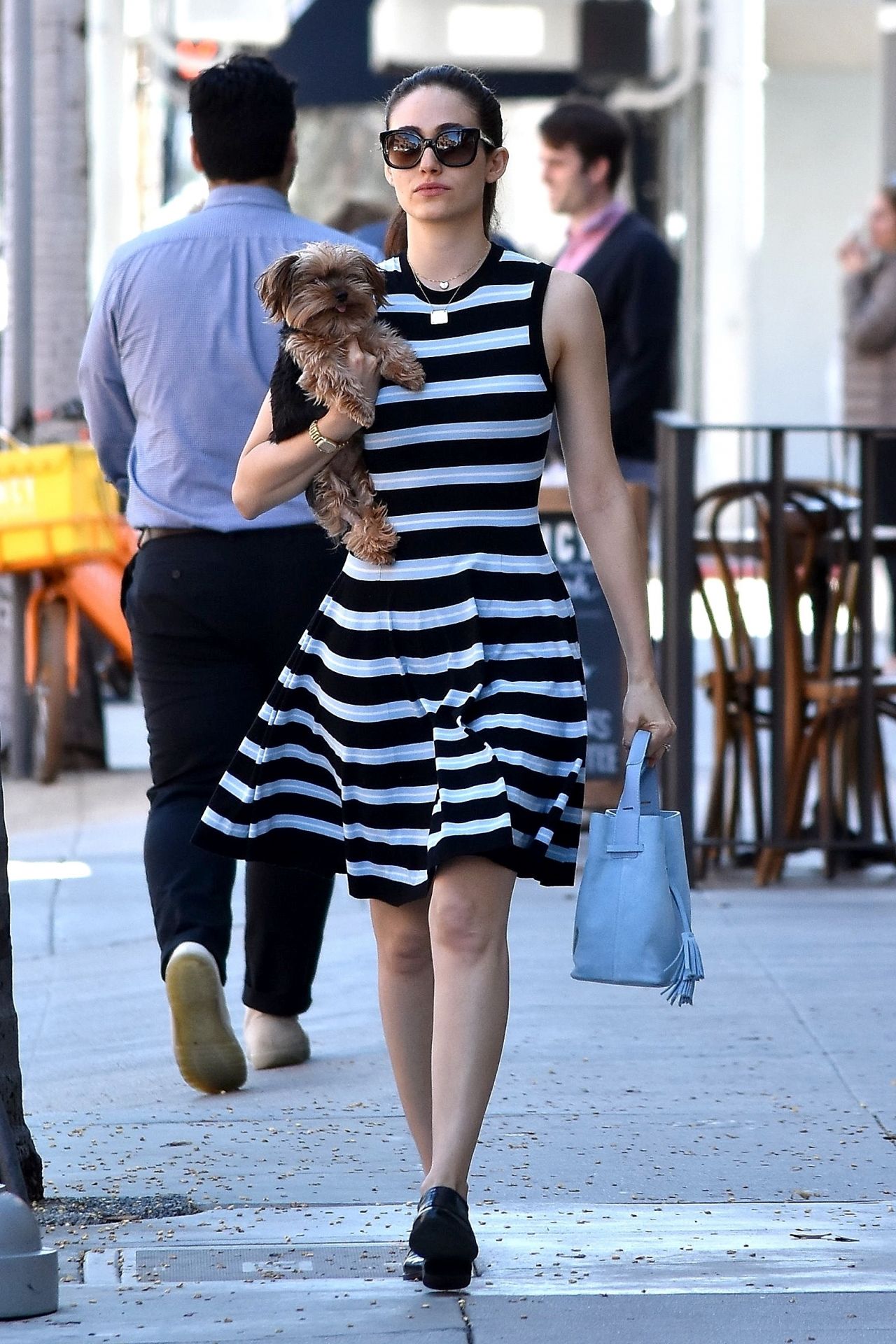 Emmy Rossum Carries Her Dog Cinnamon in Her Arms - Beverly Hills 03/15