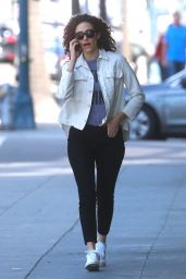 Emmy Rossum in White Shirt and Black Pants - Beverly Hills