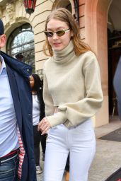 Gigi Hadid - Leave the Royal Monceau Hotel in Paris 03/28/2018