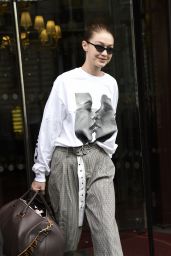 Gigi Hadid Style - Leaving the Royal Monceau Hotel in Paris 03/29/2018