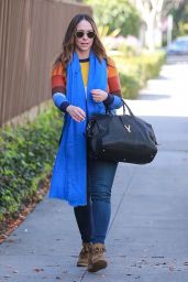 Jennifer Love Hewitt Wearing a Big Blue Scarf - Beverly Hills 03/16/2018