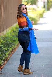 Jennifer Love Hewitt Wearing a Big Blue Scarf - Beverly Hills 03/16/2018