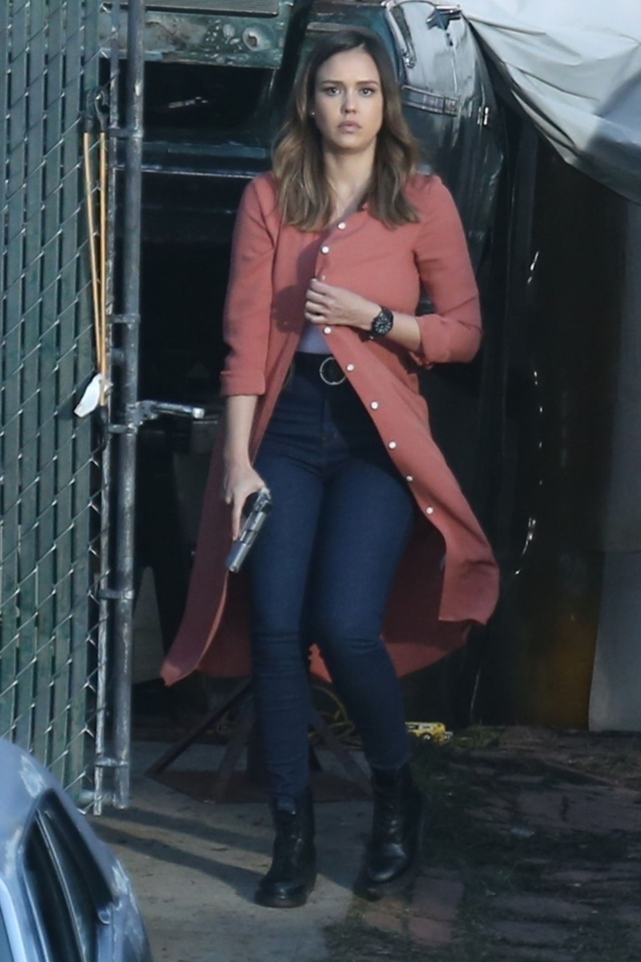 Jessica Alba - Filming the Untitled Bad Boys Spinoff Pilot in Los