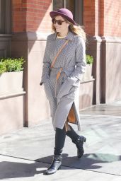 Jessica Biel in a Plaid Coat - New York City 03/22/2018