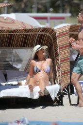 Katie Waissel in a Striped Bikini With Boyfriend Andy Speer on the Beach in Miami 03/14/2018