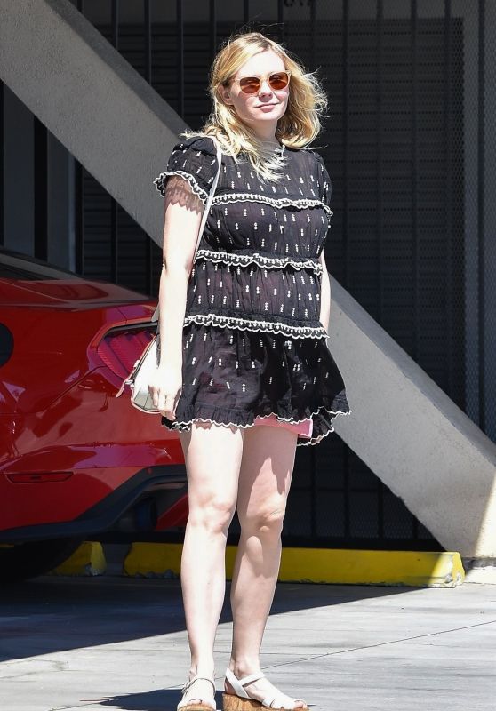 Kirsten Dunst in Patterned Black and White Dress - Studio City 03/28 ...