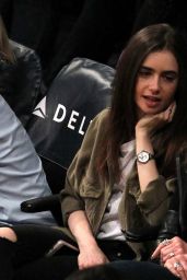 Lily Collins at the Lakers Game in Los Angeles 03/28/2018
