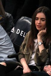 Lily Collins at the Lakers Game in Los Angeles 03/28/2018