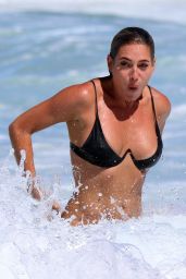 Lisa Clarke in Bikini - Swimming at the Tamarama Beach in Sydney