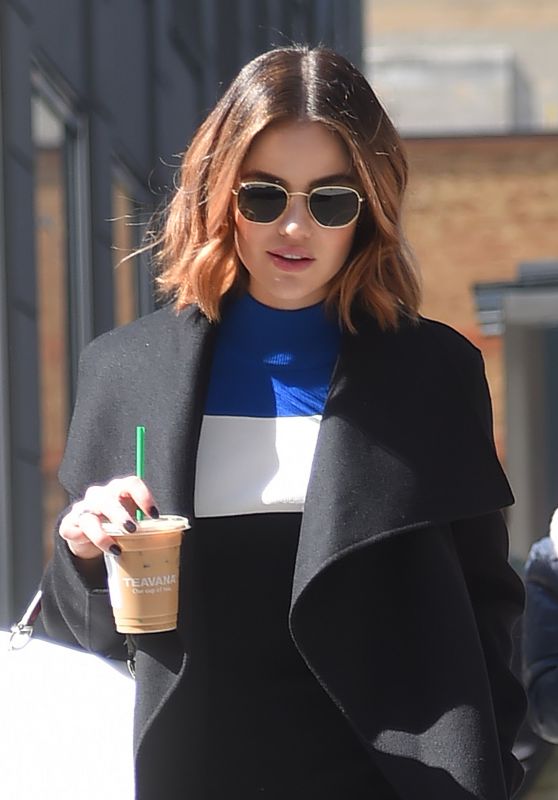 Lucy Hale on Starbucks Ice Coffee Out in SoHo NYC