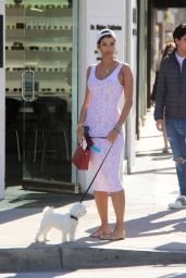 Nicole Murphy in a Form Fitting Pink Dress - Shopping in Beverly Hills 03/28/2018