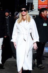 Reese Witherspoon in Wintery White Coat - GMA in New York 03/08/2018