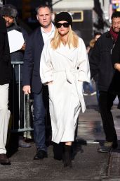 Reese Witherspoon in Wintery White Coat - GMA in New York 03/08/2018