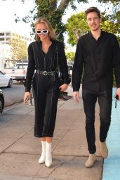 Romee Strijd in a Black Jumpsuit at The Ivy in West Hollywood 03/01/2018