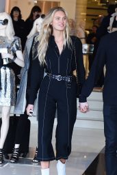 Romee Strijd in a Black Jumpsuit at The Ivy in West Hollywood 03/01/2018