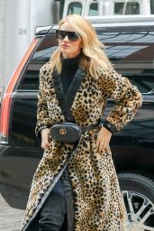 Rosie Huntington-Whiteley Looks Stylish in a Leopard Print Coat - NYC 03/29/2018