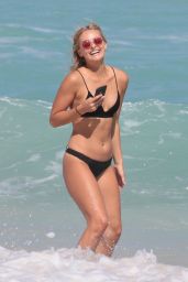 Selena Weber in a Black Bikini at the Beach in Miami Beach