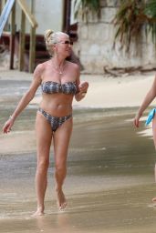 Zara Holland in Bikini - Enjoys a Beach Stroll With Her Mother in Barbados