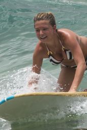 Zara Holland Shows Off Her Fit Figure in Bikini - Surfing Class in Barbados