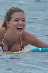 Zara Holland Shows Off Her Fit Figure in Bikini - Surfing Class in Barbados