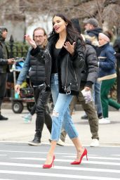 Adriana Lima - Maybelline Commercial Set in New York City 04/17/2018