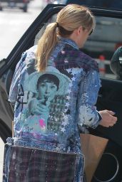 Ashley Greene Wears a Jean Jacket With a Picture of Audrey Hepburn on the Back