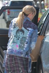 Ashley Greene Wears a Jean Jacket With a Picture of Audrey Hepburn on the Back
