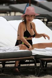 Cathy Hummels in a Black Bikini on the Beach in Miami 04/27/2018