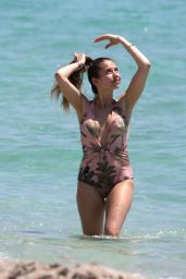 Cathy Hummels in Swimsuit on the Beach in Miami 04/20/2018