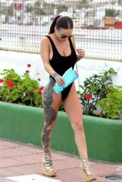 Chantelle Connelly in a Black Swimsuit on Holiday in Gran Canaria
