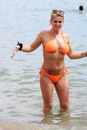 Danniella Westbrook in an Orange Bikini in Marbella