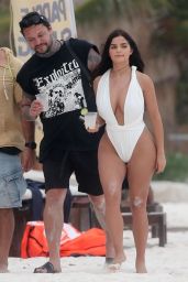 Demi Rose in a White Swimsuit on the Beach in Tulum 04/24/2018