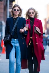 Elsa Hosk and Constance Jablonski Street Fashion - NoHo, NYC 03/31/2018