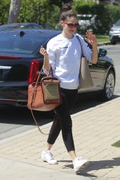 Emmy Rossum - With Her Dog in a Pet Purse in Hollywood 04/11/2018