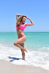 Jennifer Nicole Lee in a Pink Bikini on the Beach in Miami 04/24/2018