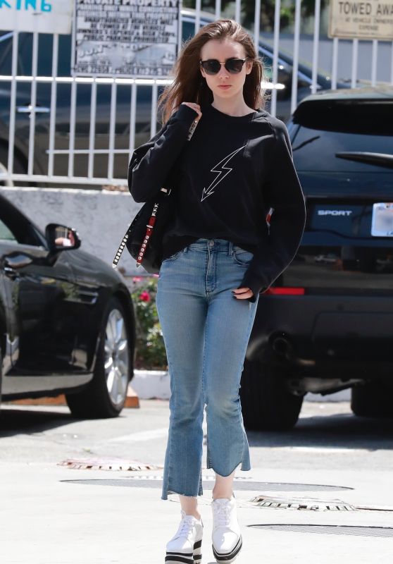 Lily Collins - Heading for Lunch at Tokyo Cube in Studio City 04/24/2018