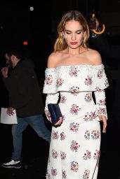 Lily James - Outside the Afterparty for "The Guernsey Literary and Potato Peel Pie Society" in Mayfair