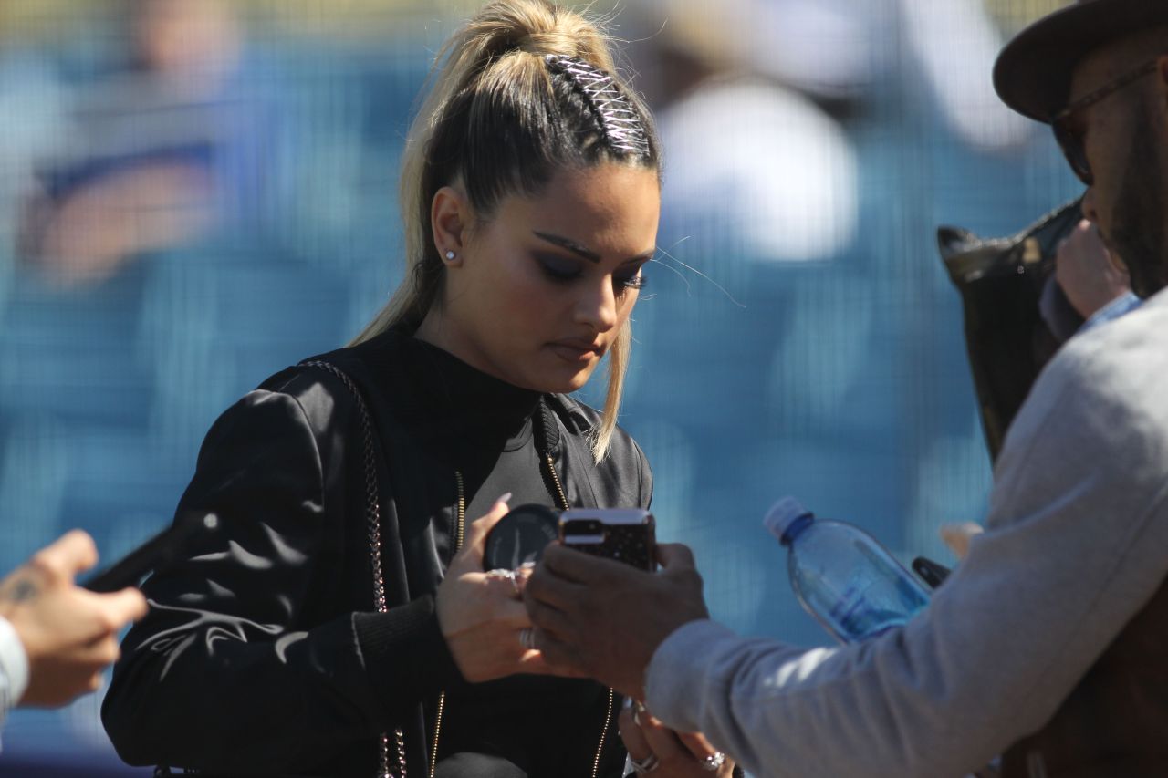 Pia Toscano - Sings the National Anthem Before the Dodgers Game in LA