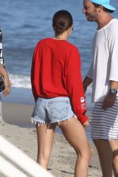 Sofia Richie Leggy in Jeans Shorts on the Beach in Malibu 04/22/2018