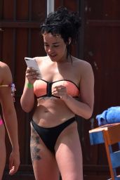 Stephanie Davis and Gabby Allen - Bikini Poolside in Marbella 04/22/2018