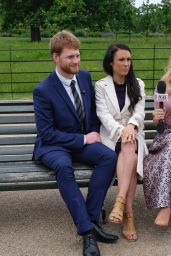 Amanda Holden - Interviewing Harry & Meghan Lookalikes For Inside Edition At Kensington Palace in London 05/16/2018