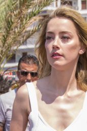 Amber Heard in a White Vest and Black Trousers - Out in Canns 05/10/2018