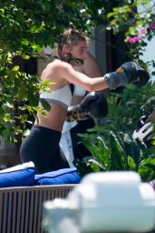 Bella Hadid and Hailey Baldwin - Boxing Workout in the Garden in Miami Beach