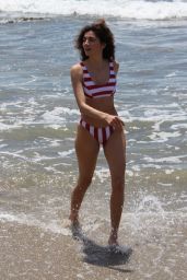 Blanca Blanco in a Red and White Striped Bikiniat the Beach in Malibu 05/08/2018
