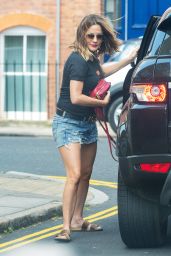 Caroline Flack in Jeans Shorts - Heading For Pamper Session in London 05/23/2018