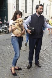 Catrinel Marlon - Walk With Dog Along Via Giulia Street in Rome 05/28/2018
