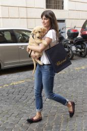 Catrinel Marlon - Walk With Dog Along Via Giulia Street in Rome 05/28/2018