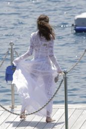 Daniela Lopez Osorio in a White Dress in Antibes 05/17/2018
