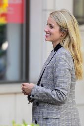 Dianna Agron in a Plaid Jacket at Bar Pitti in New York City 05/20/2018